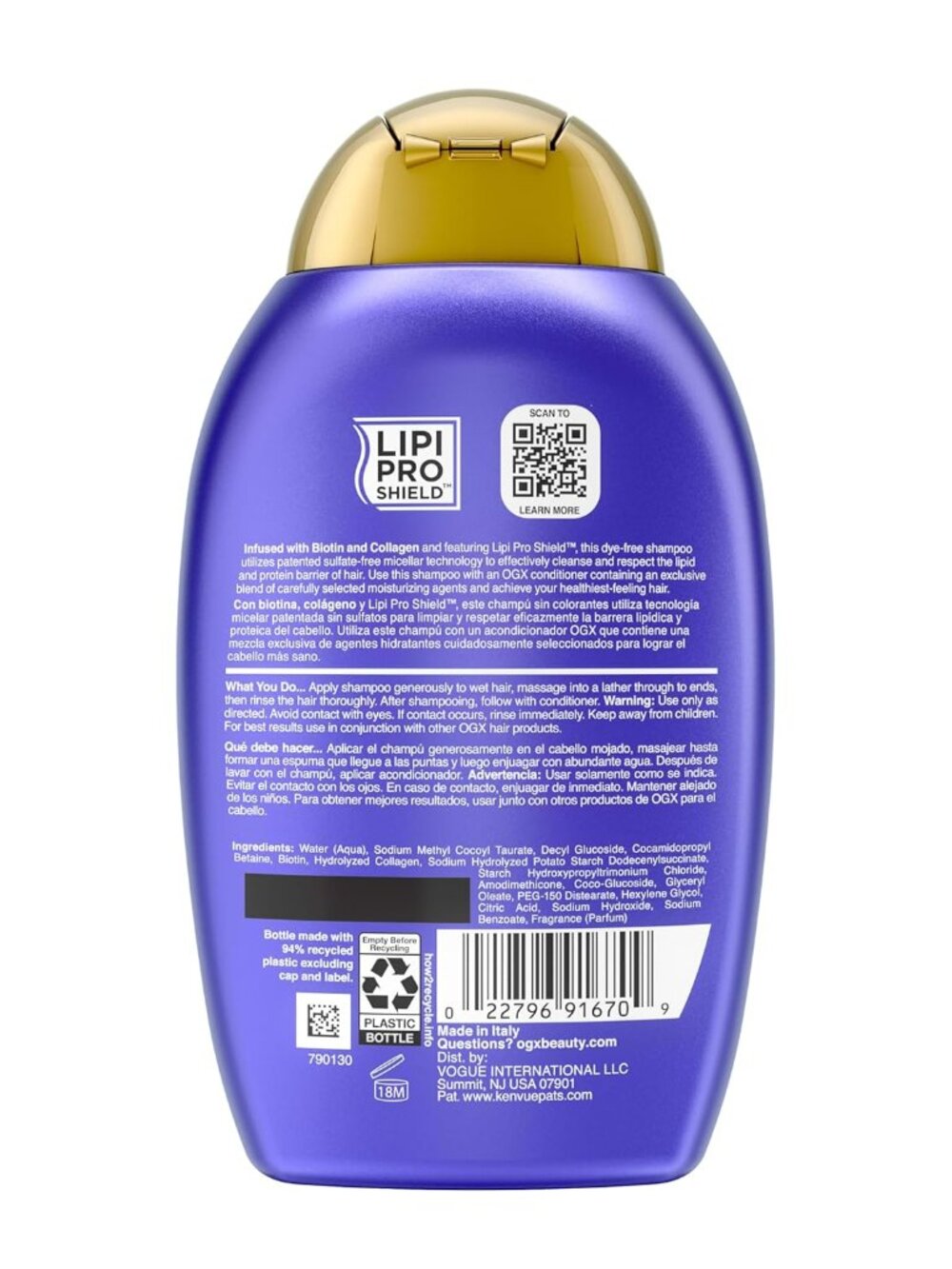 OGX Thick & Full + Biotin & Collagen Volumizing Shampoo, Nutrient-Infused Hair S - Picture 9 of 9